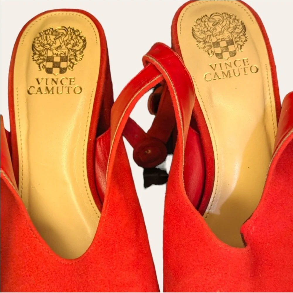 Vince Camuto size 10 red suede platform heels with ankle wrap strap  SOMERSON